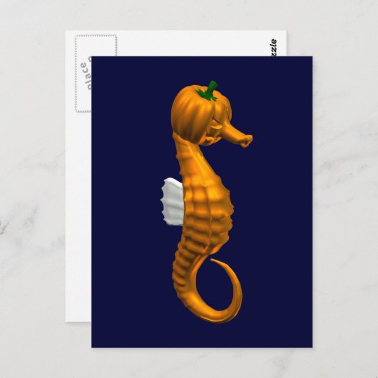 面白いハロウィーンシーホース ポストカード (正面/裏面)