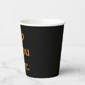 面白いハロウィーンジョーク黒とオレンジ 紙コップ (左)