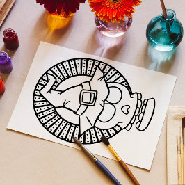 面白いハロウィーンスカル笑顔カラーリングページ ポスター