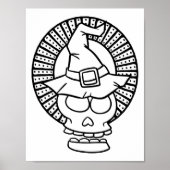 面白いハロウィーンスカル笑顔カラーリングページ ポスター (正面)