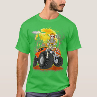 面白いハロウィーンスケルトンモンスタートラックキッズボーイズT Tシャツ