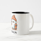 面白いハロウィーンスポック幽霊マグスケートボードコーヒー ツートーンマグカップ (正面右)