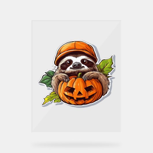 面白いハロウィーンスロースクラシックステッカーTシャツ アクリルサイン (正面)