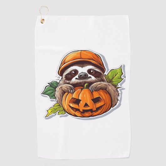 面白いハロウィーンスロースクラシックステッカーTシャツ ゴルフタオル (正面)
