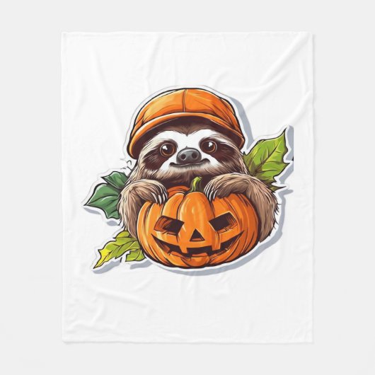面白いハロウィーンスロースクラシックステッカーTシャツ フリースブランケット (正面)