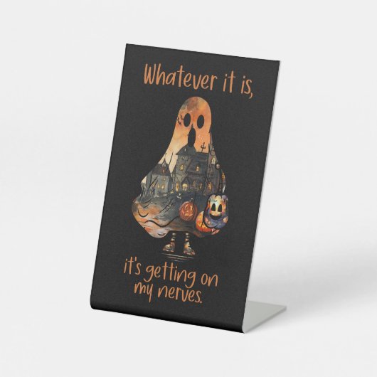 面白いハロウィーンデコール皮肉幽霊 台座サイン (正面)