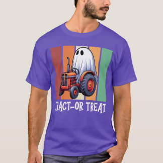 面白いハロウィーントラクター幽霊ボーイズキッズトリックまたはT Tシャツ