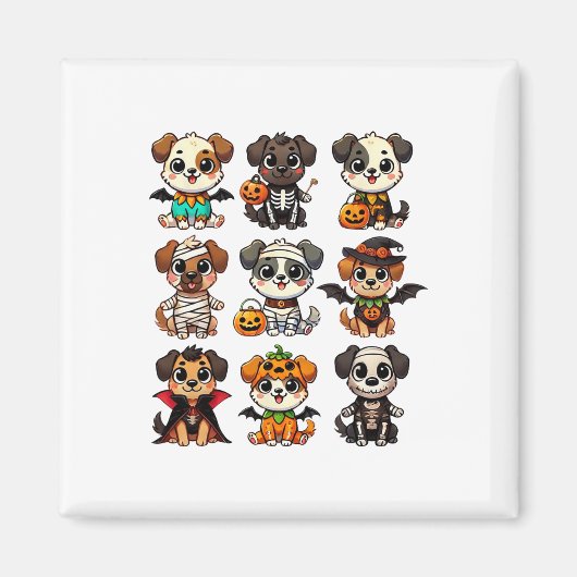 面白いハロウィーンドッグ幽霊パンプキ不気味ンシーズンD マグネット (正面)
