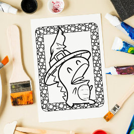 面白いハロウィーンドラゴンカラーリングページ ポスター