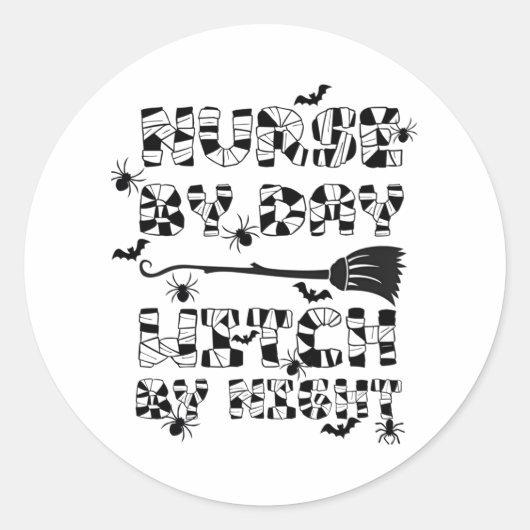 面白いハロウィーンナースバイデイウィッチバイナイト3 ラウンドシール (正面)