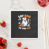 面白いハロウィーンナース幽霊Tシャツ – "Say Boo to スタンダードランチョンナプキン (インサイチュ)