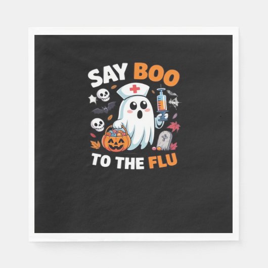 面白いハロウィーンナース幽霊Tシャツ – "Say Boo to スタンダードランチョンナプキン (正面)