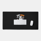 面白いハロウィーンナース幽霊Tシャツ – "Say Boo to デスクマット (キーボード&マウス)
