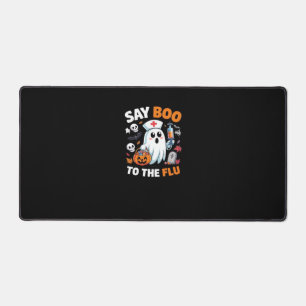 面白いハロウィーンナース幽霊Tシャツ – "Say Boo to デスクマット