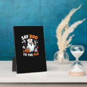 面白いハロウィーンナース幽霊Tシャツ – "Say Boo to フォトプラーク (側面)