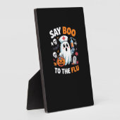 面白いハロウィーンナース幽霊Tシャツ – "Say Boo to フォトプラーク (側面)