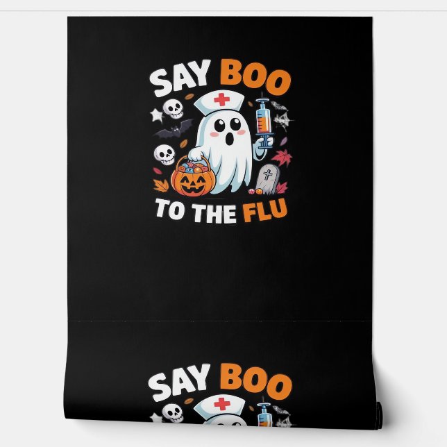 面白いハロウィーンナース幽霊Tシャツ – "Say Boo to 壁紙 (ほどく)