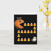 面白いハロウィーンハロウィーンのカボチャのちょうちんパンプキ食べンのキャンド カード (黄色い花)