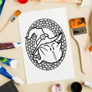 面白いハロウィーンバブル幽霊カラーリングページ ポスター