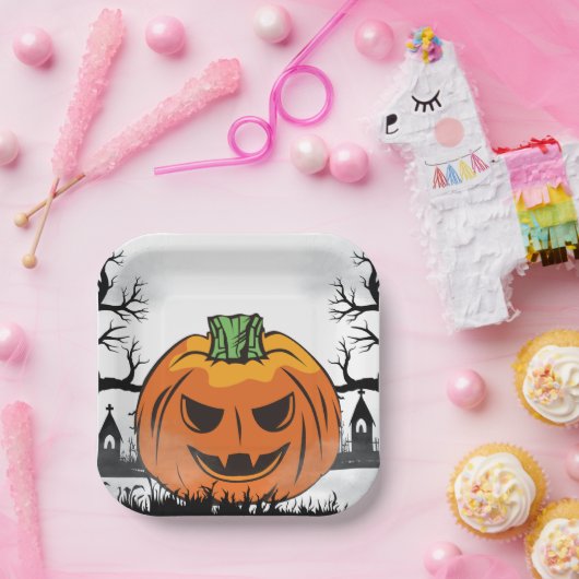 面白いハロウィーンパンプキンハローウィンパーティ装飾 ペーパープレート (パーティー)