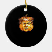 面白いハロウィーンパンプキン政治的パロディDonald Tr セラミックオーナメント (正面)