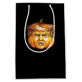 面白いハロウィーンパンプキン政治的パロディDonald Tr ミディアムペーパーバッグ (正面)