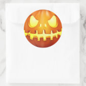 面白いハロウィーンパンプキ白熱［赤熱］光を放つハロウィーンのカボチャのちょうちん ラウンドシール (バッグ)