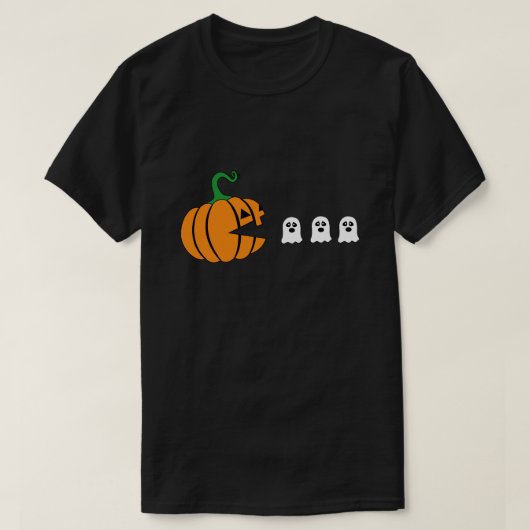 面白いハロウィーンパンプキ食べン幽霊、ゲーマーギフト Tシャツ (デザイン正面)