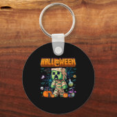面白いハロウィーンビデオゲームパンプキンゲーム男性の男の子 キーホルダー (正面)