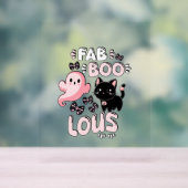 面白いハロウィーンピンク幽霊スプオクタクタキュラキャットファブBO アクリルサイン (ニュートラル)