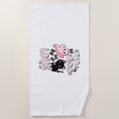 面白いハロウィーンピンク幽霊スプオクタクタキュラキャットファブBO ビーチタオル (正面)