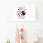 面白いハロウィーンピンク幽霊スプオクタクタキュラキャットファブBO 横断幕 (インサイチュ)