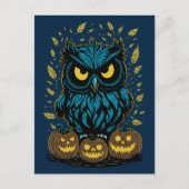 面白いハロウィーンフクロウ ポストカード (正面)