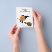 面白いハロウィーンフライヤーウィッチパンプキンブ飛んでいるローム チラシ (手)