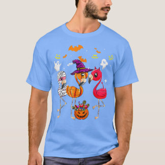 面白いハロウィーンフラミンゴフラミンゴウィッチバンパー Tシャツ