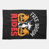 面白いハロウィーンフリーブロムライド魔女かぼちゃ キッチンタオル (横)