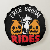 面白いハロウィーンフリーブロムライド魔女かぼちゃ ラウンドクッション (裏面)