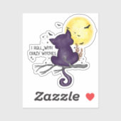 面白いハロウィーンブラックキャットと魔法の月 シール (シート)