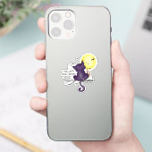 面白いハロウィーンブラックキャットと魔法の月 シール (スマートフォン)