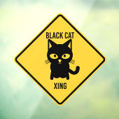 面白いハロウィーンブラックキャットクロッシングサイン ウィンドウサイン (シート3)