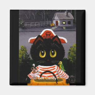面白いハロウィーンブラックキャットマウスの作成 マグネット
