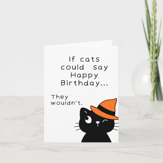 面白いハロウィーンブラックキャット誕生日カード カード (正面)