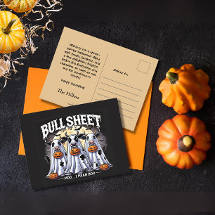 面白いハロウィーンブルシートブルズ幽霊 ポストカード