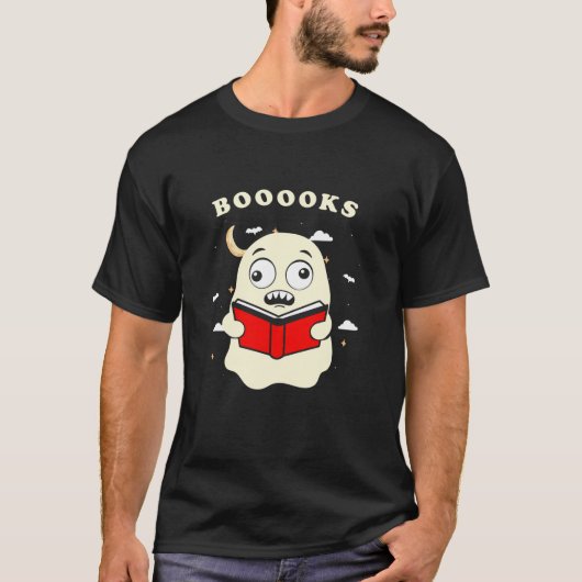 面白いハロウィーンブー読クス幽霊図書室 Tシャツ (正面)