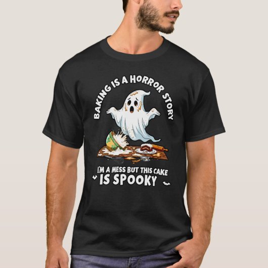 面白いハロウィーンベーキング幽霊 Tシャツ (正面)