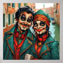 面白いハロウィーンメイクアップ顔カリカチャーカップル