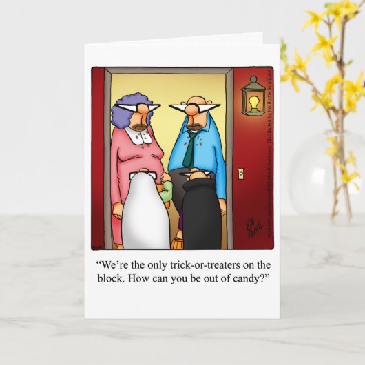 面白いハロウィーンユーモアのグリーティングカード カード (黄色い花)