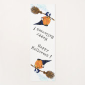 面白いハロウィーンヨガマットウィッチパンプキ飛んでいる ヨガマット (正面)