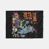 面白いハロウィーン人狼の時間を攪拌ポット フリースブランケット (正面(横))