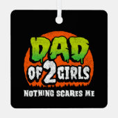 面白いハロウィーン何も怖い2女の子のパパ メタルオーナメント (裏面)